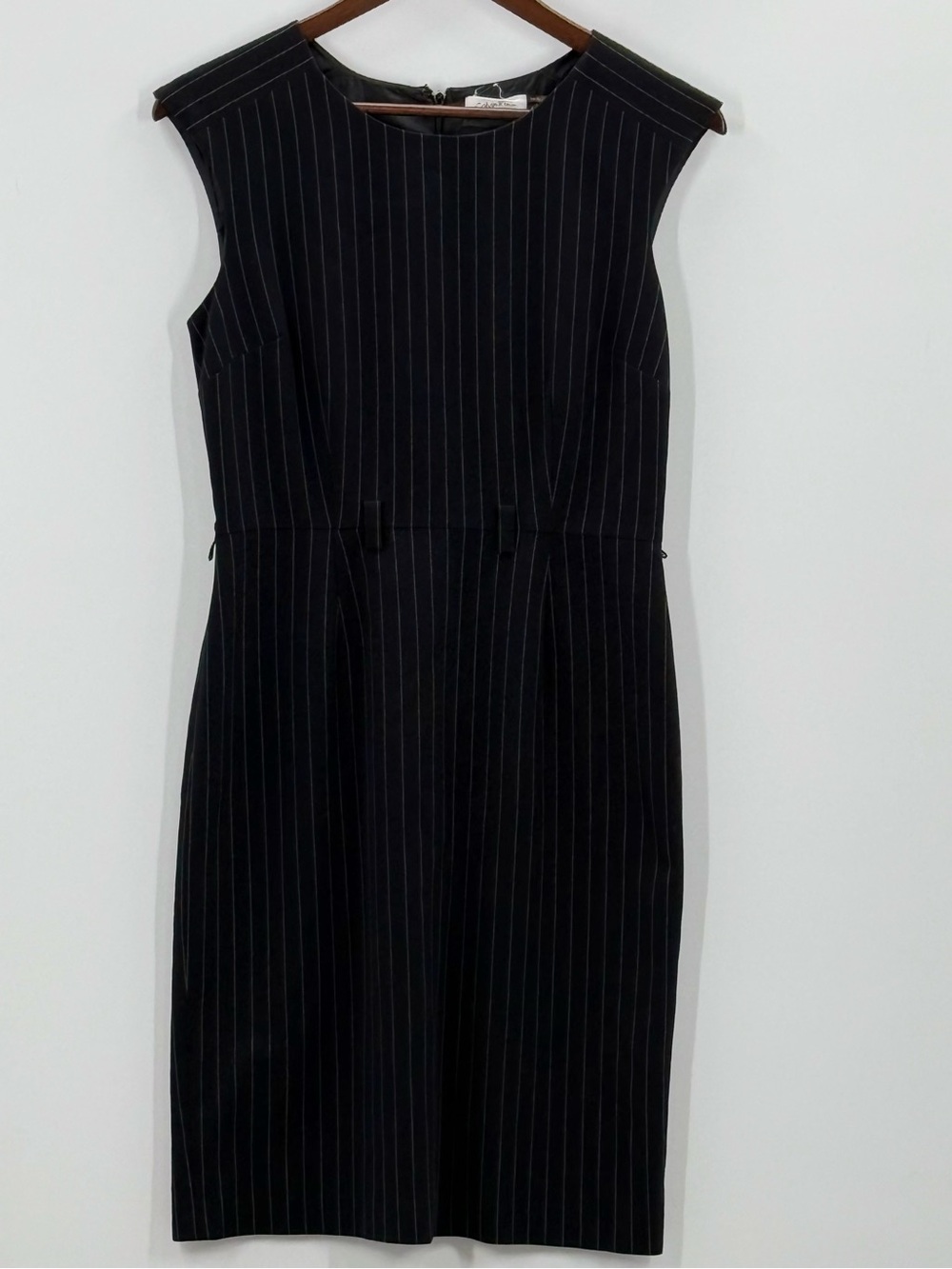318 Calvin Klein Black Dress with White Pinstripes